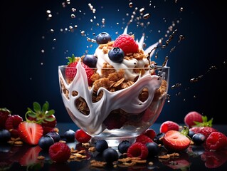 Yogurt Parfait photography , parfait day illustration background 