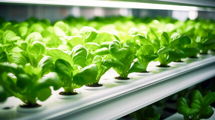 Hydroponic system vegetable agriculture farm. Indoor organic smart greenhouse. Plant cultivation for future food.
