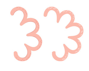 doodle pink abstract squiggles, textured wavy scribble spiral  lines. retro 80s memphis style. Chaotic ink brush scribbles. Vector