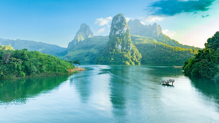 Lake in the mountains "Pa Khom Bay" in Than Uyen district, Lai Chau provide, Viet Nam.