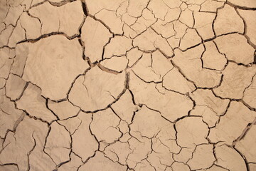 Close image of dried mud with cracks and cracks.