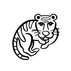 Line sketch, outline tiger, symbol, vector 
