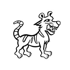 Line sketch, outline tiger, symbol, vector 