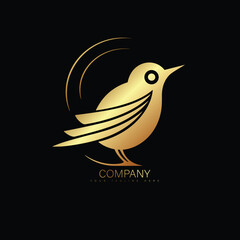 Flying Bird vector logo. Luxury bird vector line