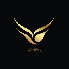 Flying Bird vector logo. Luxury bird vector line