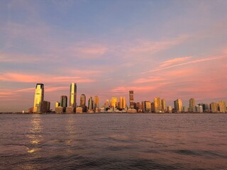A sunset on the Hudson River in New York
