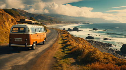 Vehicle driving on beautiful Coast. - Powered by Adobe