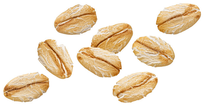 Oat flakes isolated on white background
