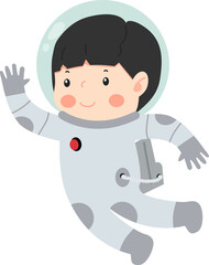 Kid girl Astronaut cartoon flat vector