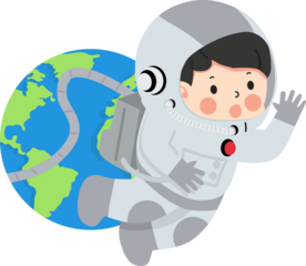 Kid girl Astronaut with earth