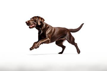 Labrador Retriever dog running and jumping isolated on white background. - Powered by Adobe