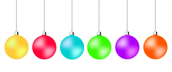 Colorful christmas balls isolated on white background. Vector illustration. Merry Christmas and Happy New Year. Holiday Xmas toy bauble fir tree.