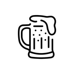 Glass of beer black line icon.