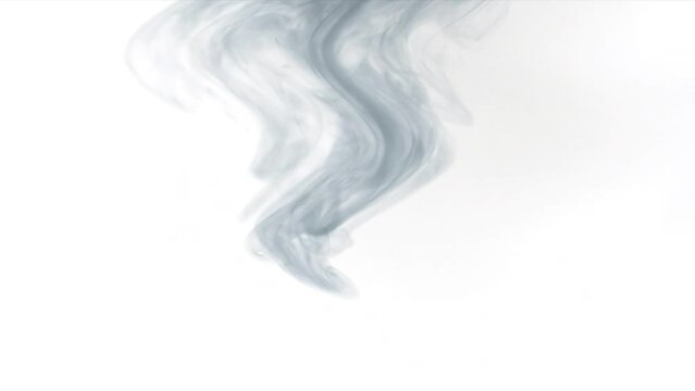 Slowly coming from above gray smoke watercolor, abstractly on a white background.