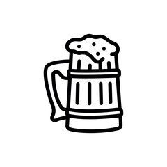 Wood glass of beer black line icon.