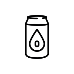 Non-alcoholic beer in a tin can black line icon.
