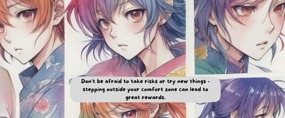 Journey to Empowerment: Anime-Inspired Watercolor Design with Motivational Quote