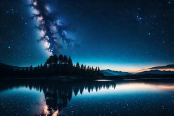 night landscape with lake