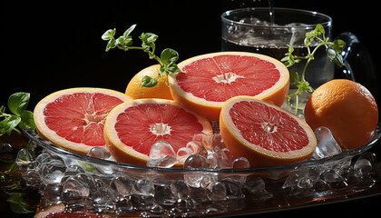 Freshness of citrus fruit, nature juicy, vibrant, refreshing, healthy cocktail generated by AI