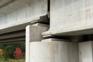 prefabricated I-shaped concrete bridge spans close up
