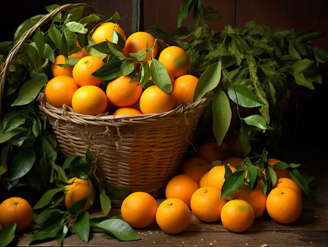 Ripe orange fruits that have been harvested are gathered in one place before being taken out of the farm to be marketed.