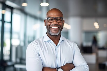 business businessman office mature middle aged meeting man portrait corporate manager black created using generative ai technology