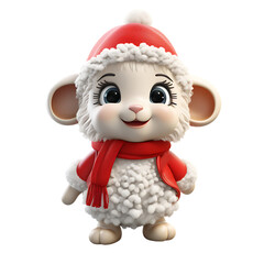 3d cute christmas lion character mascot