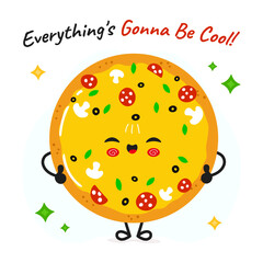 Pizza character. Vector hand drawn cartoon kawaii character illustration icon. Isolated on white background Pizza fruit character concept