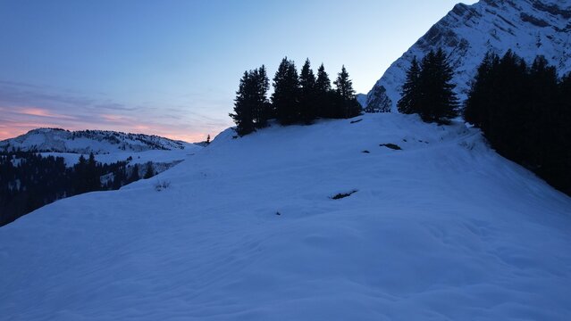 winter sunset mountain landscape
