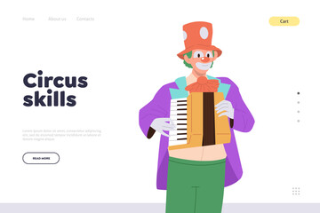 Landing page design template advertising online service providing circus skills development