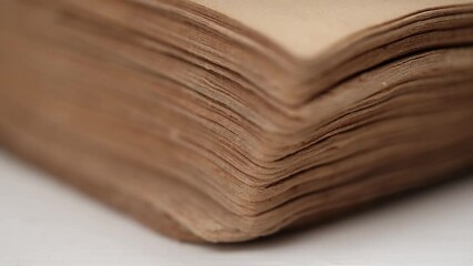 quickly flipping through the yellowed pages of an old book in closeup. concept of historical reading and education. macro.