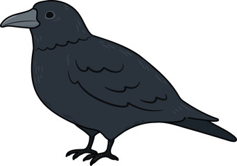 Simple and adorable outlined Crow illustration