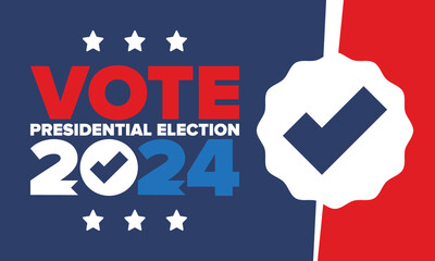 Presidential Election 2024 in United States. Vote day, November 5. US Election. Patriotic american element. Poster, card, banner and background. Vector illustration