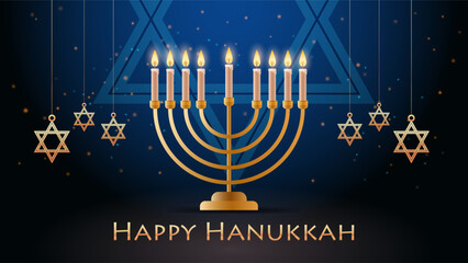menorah icon happy hanukkah judaism religious holidays hebrew celebration banner candelabrum with candles horizontal