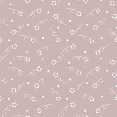 Seamless pattern gold stars on gray background, print on paper, packaging, textile, bed linen, fabric, wrapping paper, Christmas design, gifts.