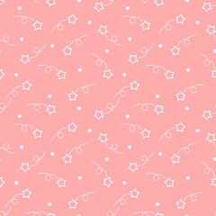 Seamless pattern gold stars on pink background, print on paper, packaging, textile, bed linen, fabric, wrapping paper, Christmas design, gifts.
