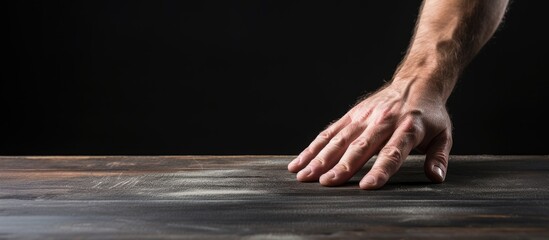 A tough hand sands table top for refinishing With copyspace for text - obrazy, fototapety, plakaty