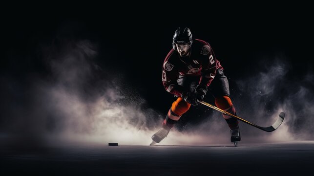 A hockey player in action on the ice