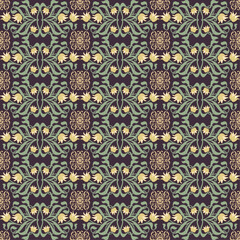 Ornate floral art nouveau seamless pattern