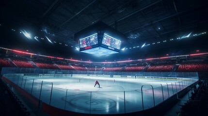 A hockey player on an ice rink - obrazy, fototapety, plakaty