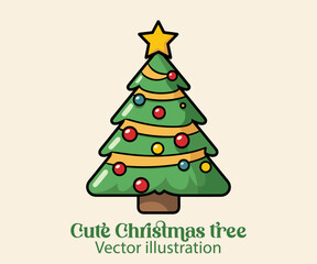 Celebrate a Happy winter holiday with our cute Christmas tree vector and enjoy the Christmas cartoon