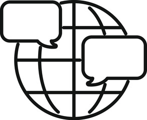 Global message icon outline vector. Group button. Internet mobile
