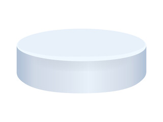 Single element ice podium blue isolated on transparent and white background. Close-up icon. Winter vector illustration. 3D pedestal for advertising and product presentation. Round cylinder monument.