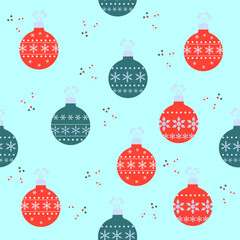 Christmas ball seamless pattern design background for wrapping paper, wallpaper, cover or decoration.