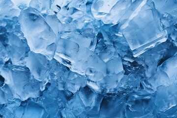 Obraz premium Macro shot of ice cubes. Ice texture in blue tone. Blue background. . Blue ice crystals close up. Macro shot. Abstract background and texture for design.