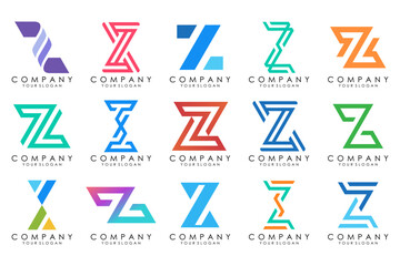 Set of abstract letter z logo design. icons for business of luxury elegant, simple with colorfulness