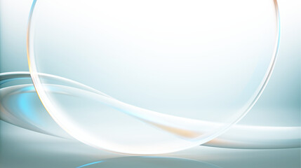 Abstract transparent white, blue and orange color circle shape background, 3D illustration.