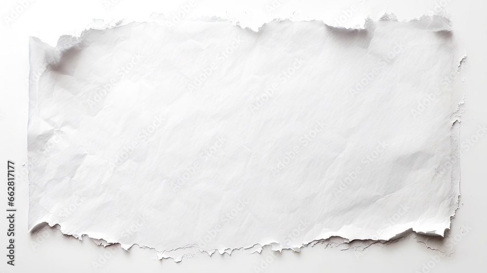 Aufkleber white blank handmade rough watercolor or aquarelle paper sheet with torn edges. close up isolated on