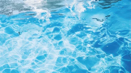 Fototapeten Blue ripped water caustics texture in pool or sea © HN Works