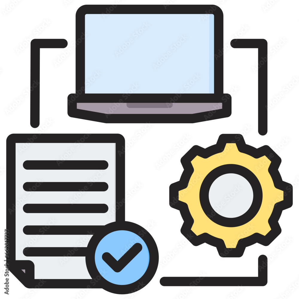 Poster process request outline color icon